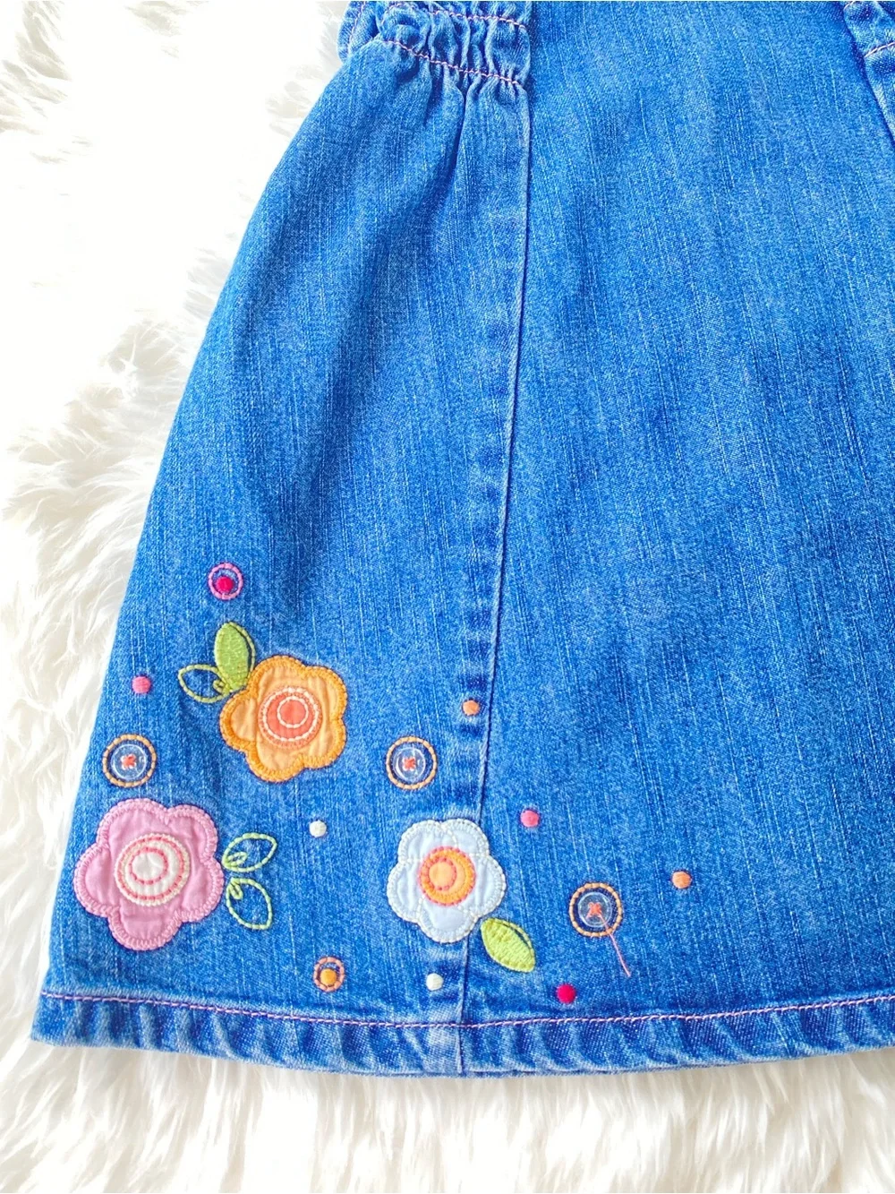 Vintage Gymboree 2006 Girls Denim Dress 2T Floral Embroidered Jean Jumper Dress